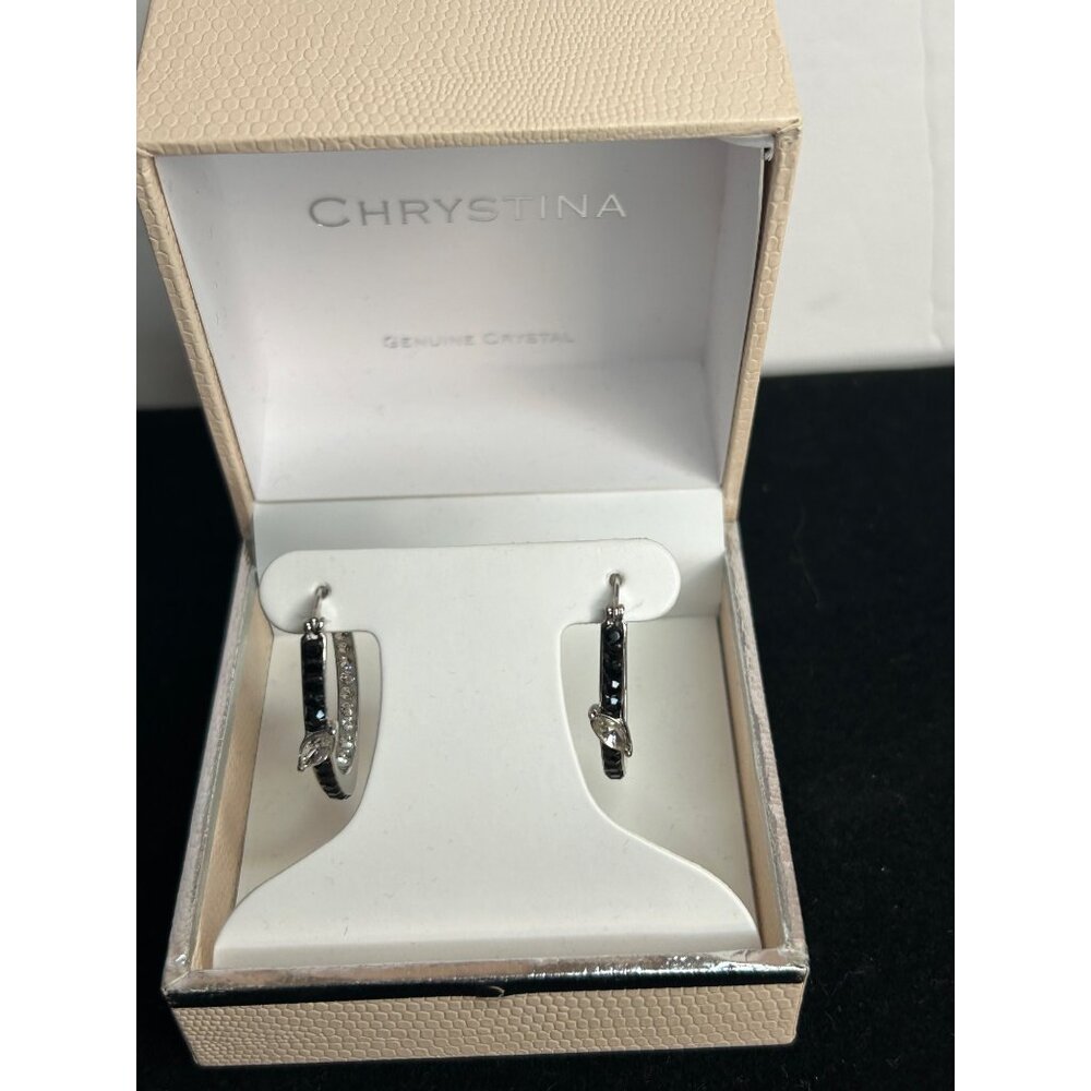 NEW Chrystina Genuine Crystal Sterling Silver Earrings - Picture 3 of 7